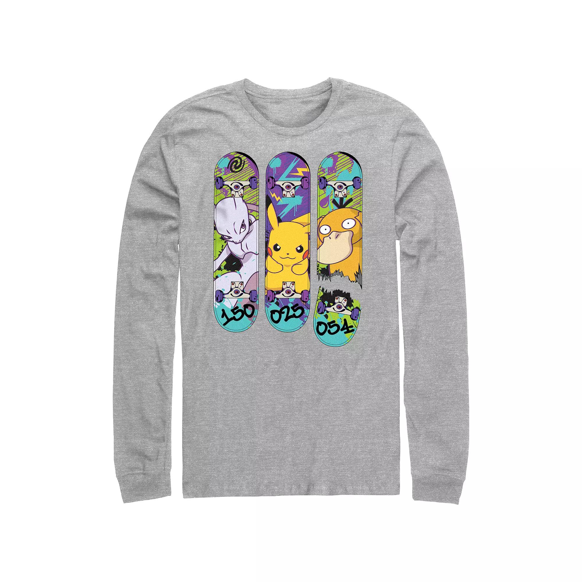 Men's Pokemon Skateboards Designs Graphic Tee, Size: XXL, Athletic Grey Product Image