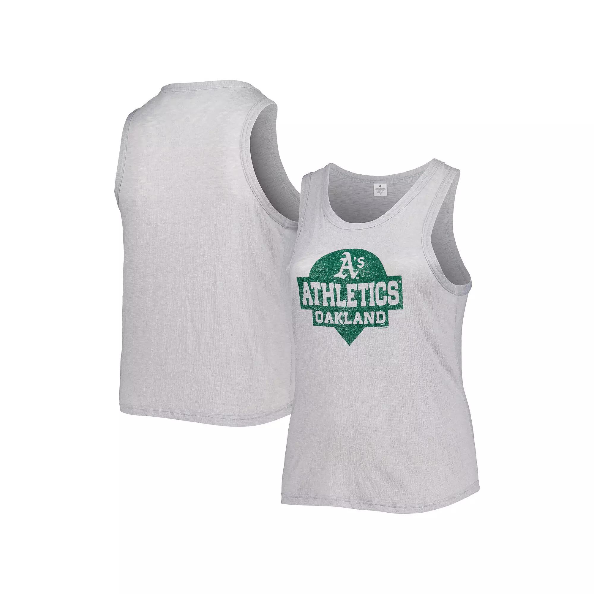 Women's Soft as a Grape Gray Oakland Athletics Plus Size High Neck Tri-Blend Tank Top, Size: 3XL, Grey Product Image