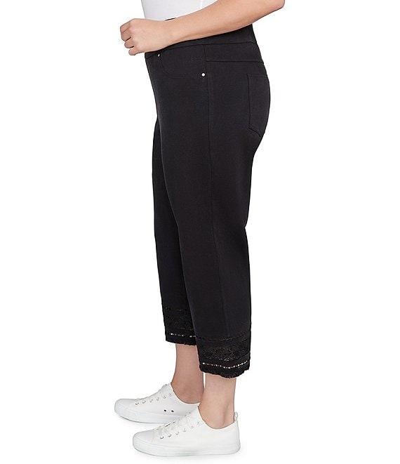 Ruby Rd. Plus Size Tencel ™ Embroidered Lotus Lace Hem Pull-On Pants Product Image