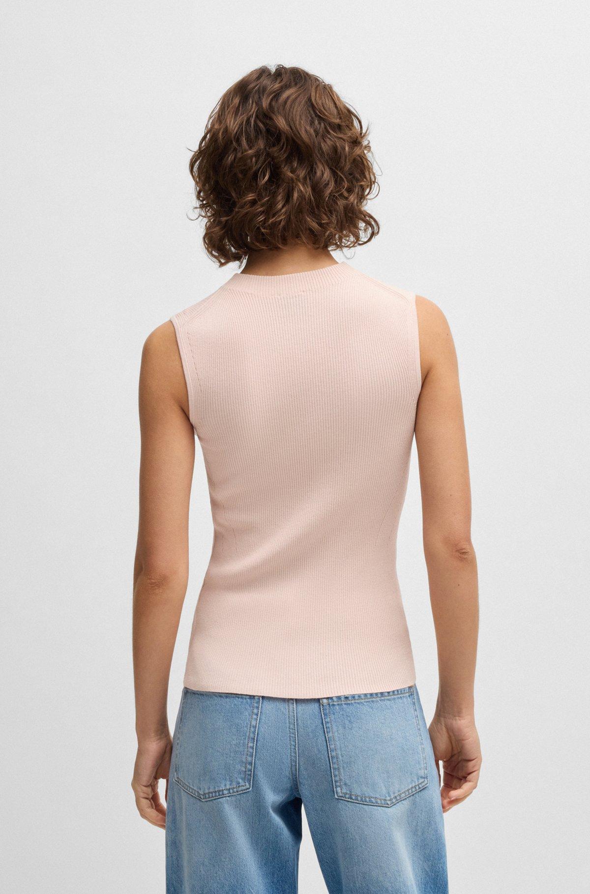 Ribbed-knit top with mock neckline Product Image