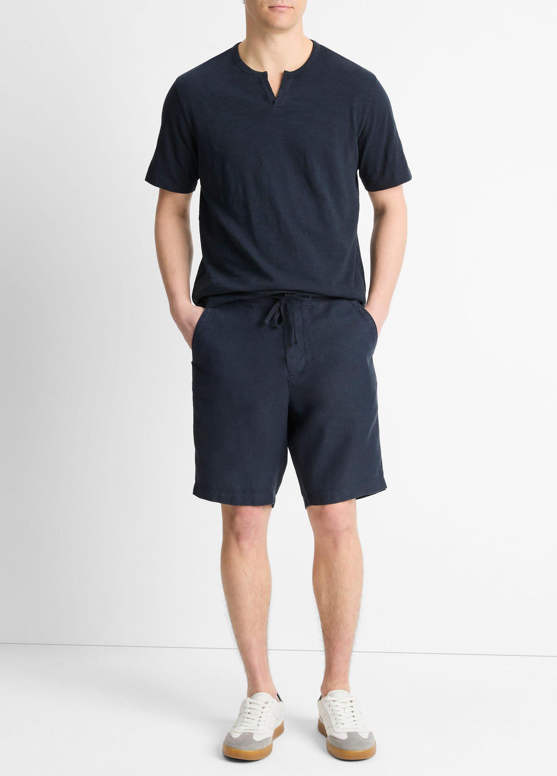 Slub Cotton Split-Neck T-Shirt Product Image