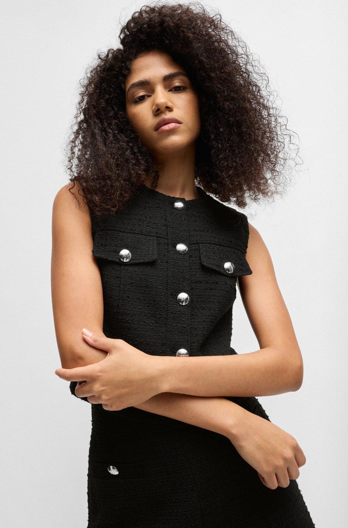 Regular-fit waistcoat in bouclé fabric Product Image