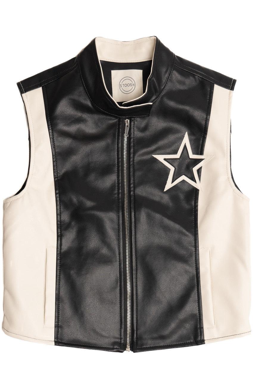 Star Patch Pleather Moto Vest Product Image