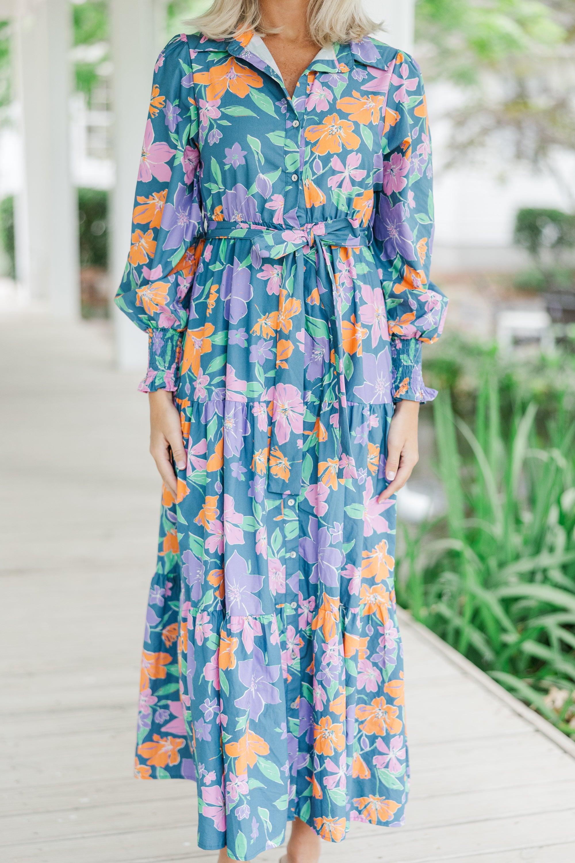 Back At It Blue Floral Maxi Dress Female Product Image