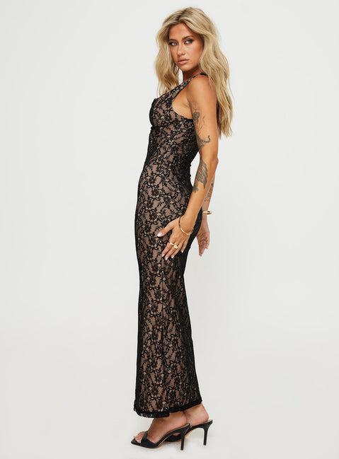 Romani Lace Maxi Dress Black Product Image