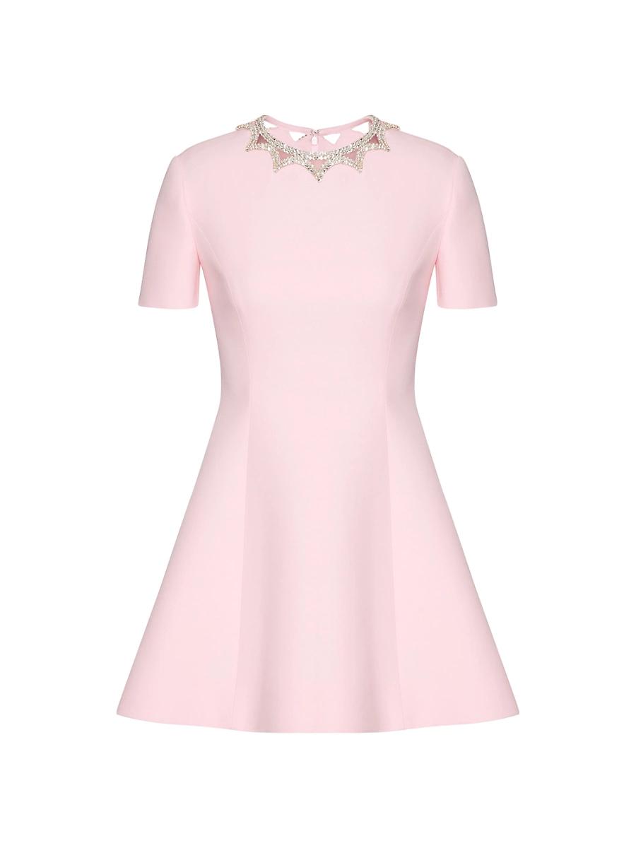 Womens Embroidered Crepe Couture Short Dress Product Image