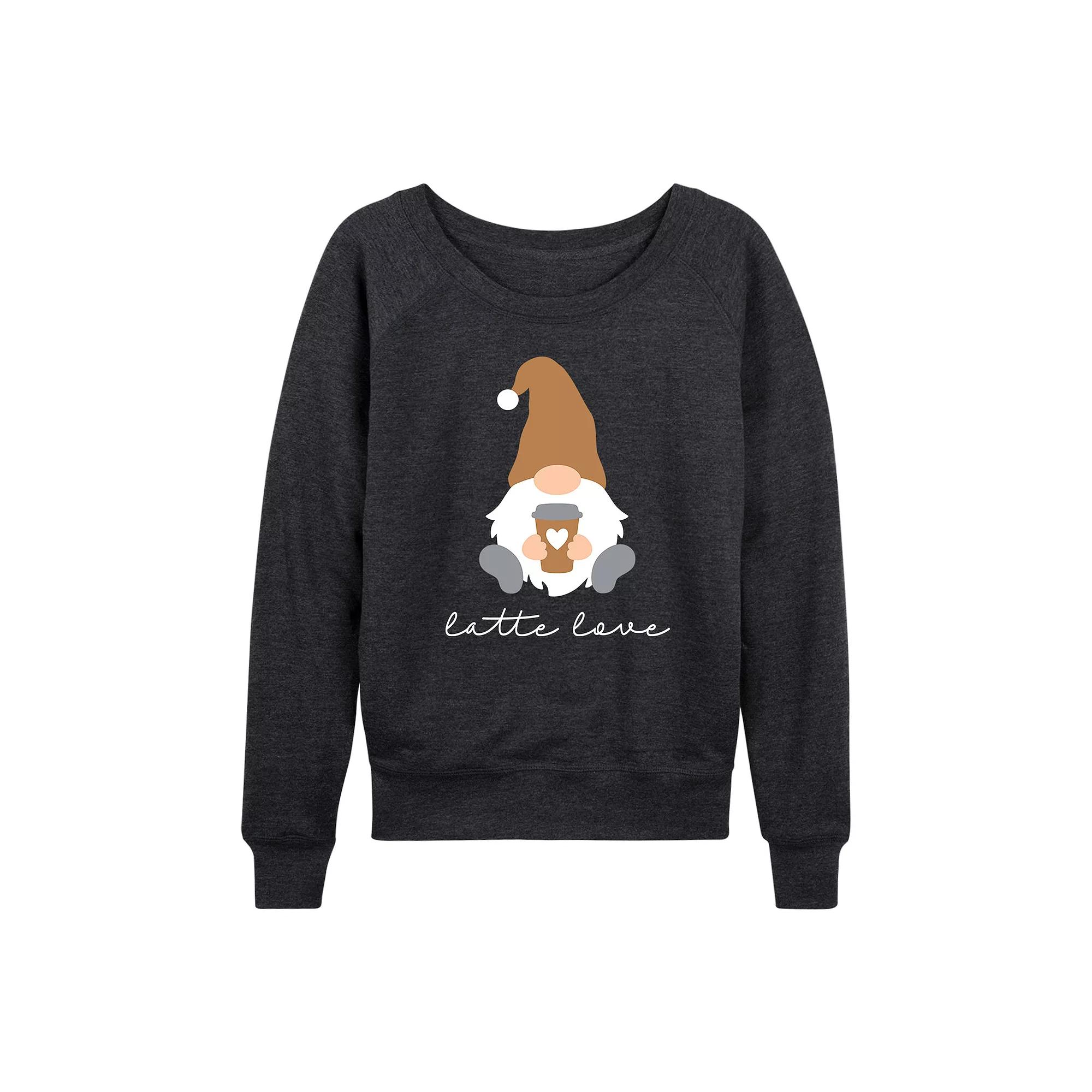 Women's Gnome Latte Love French Terry Long Sleeve Tee,  Product Image