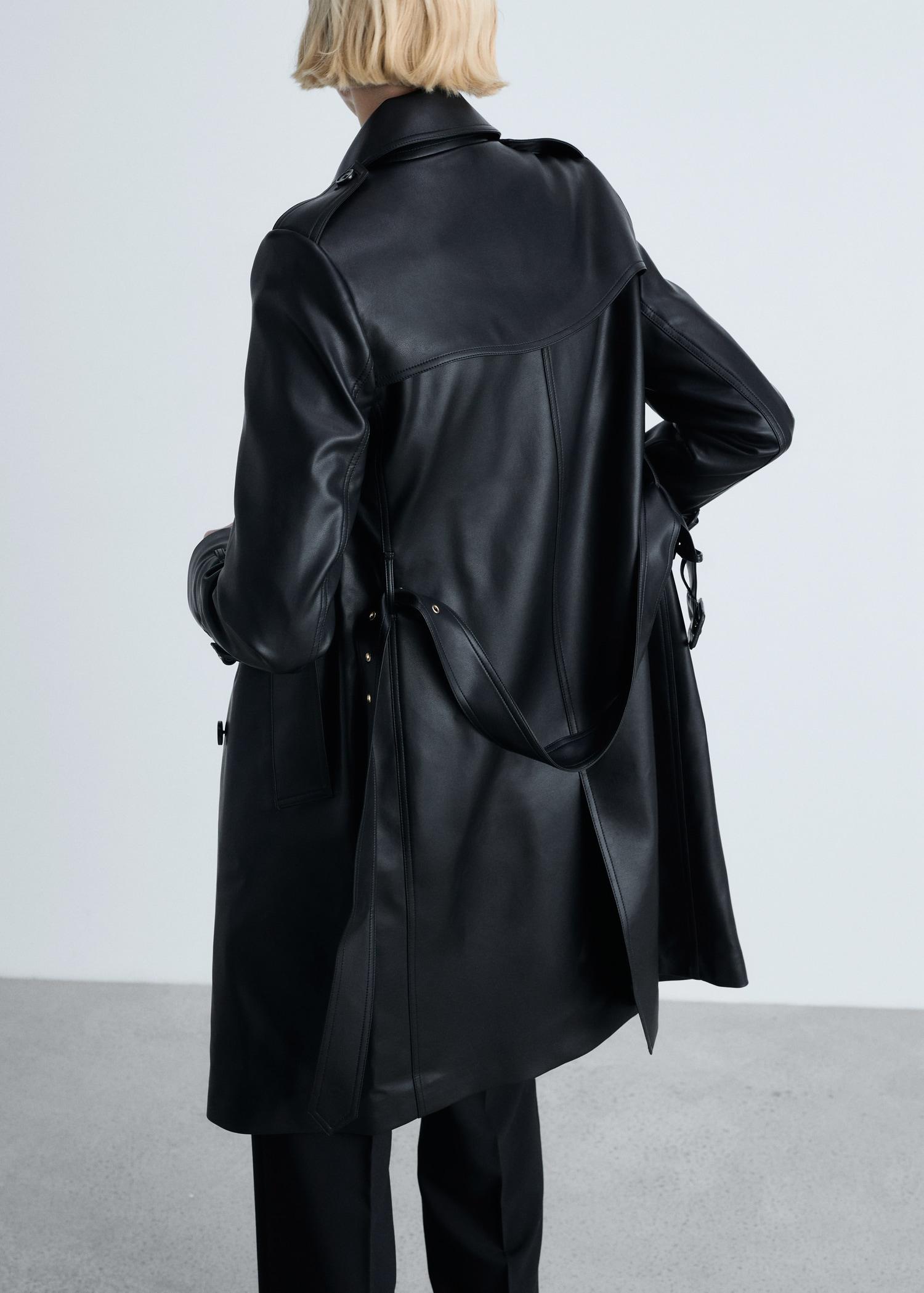 Leather-effect trench coat - Women | MANGO USA Product Image