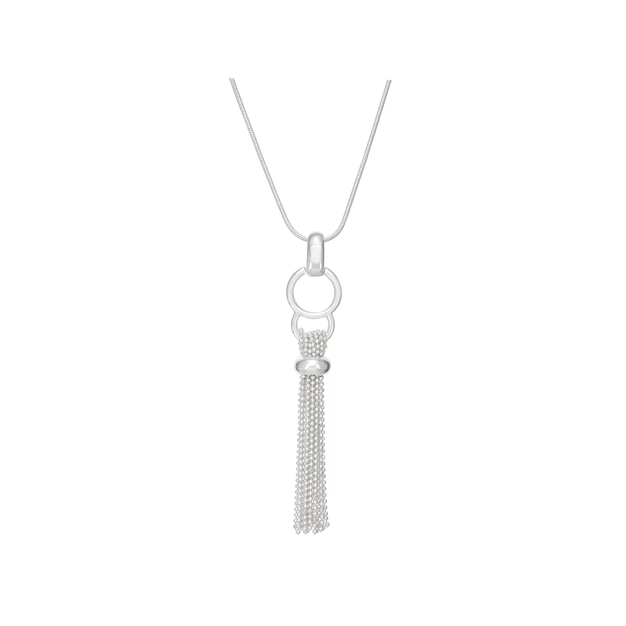 Napier Silver Tone Tassel Necklace, Women's Product Image