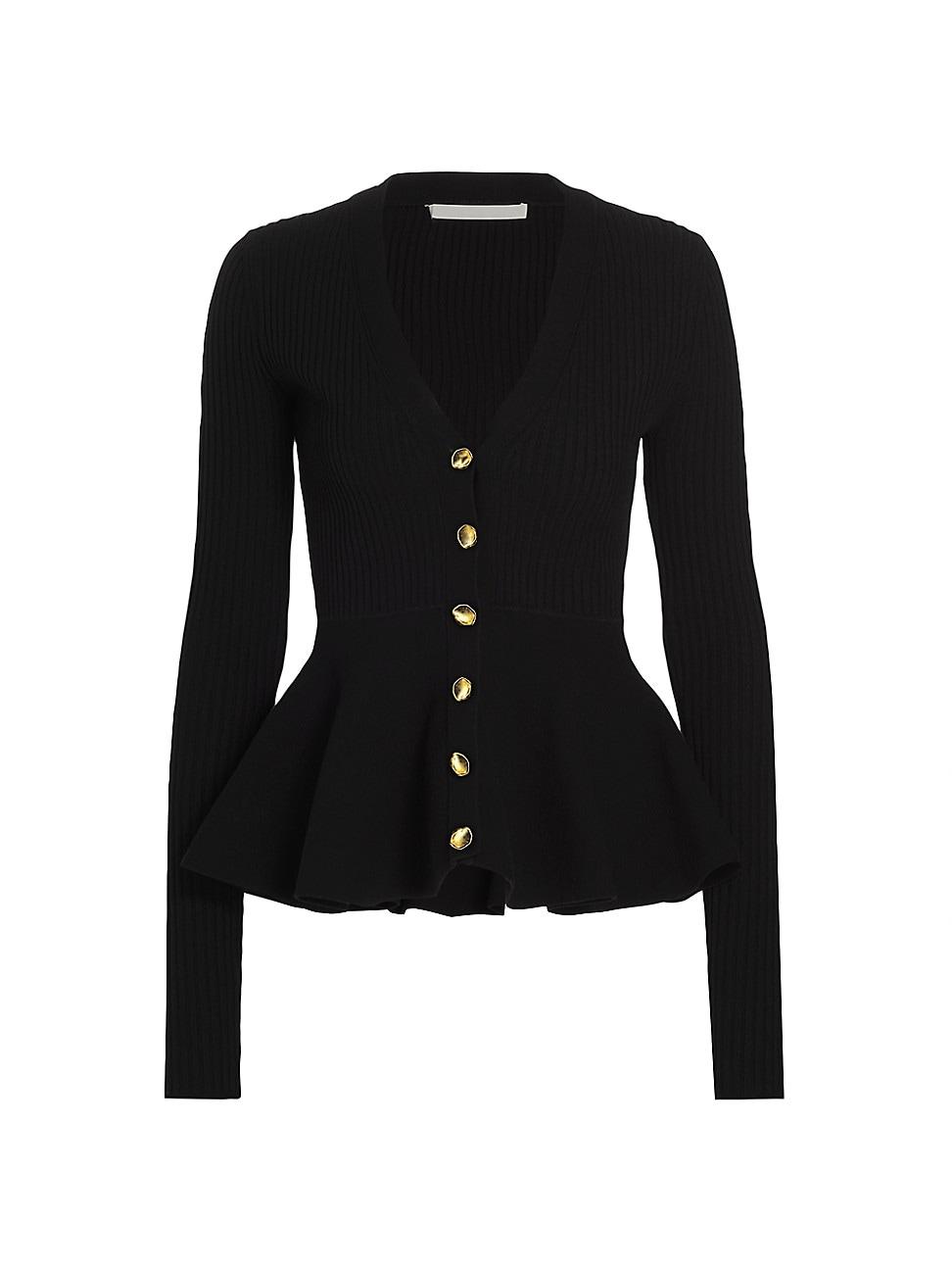 Womens V-Neck Peplum Cardigan Product Image