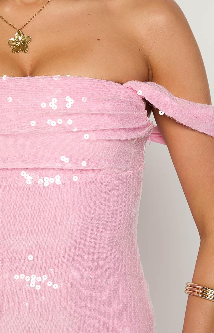 Ella Pink Sequin Off Shoulder Formal Maxi Dress Baby Product Image