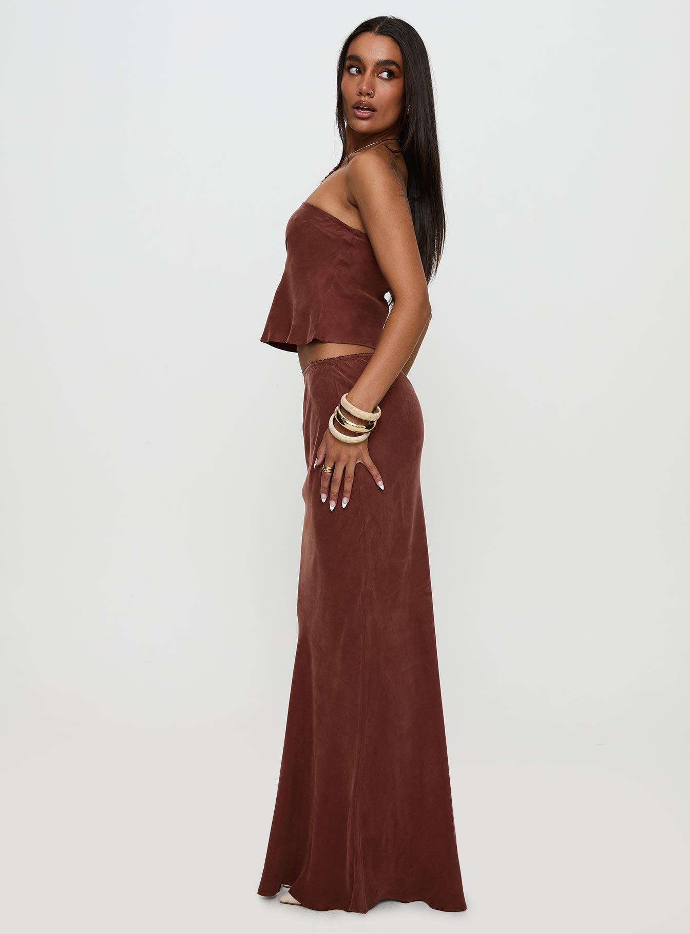Lucelia Maxi Skirt Brown Product Image