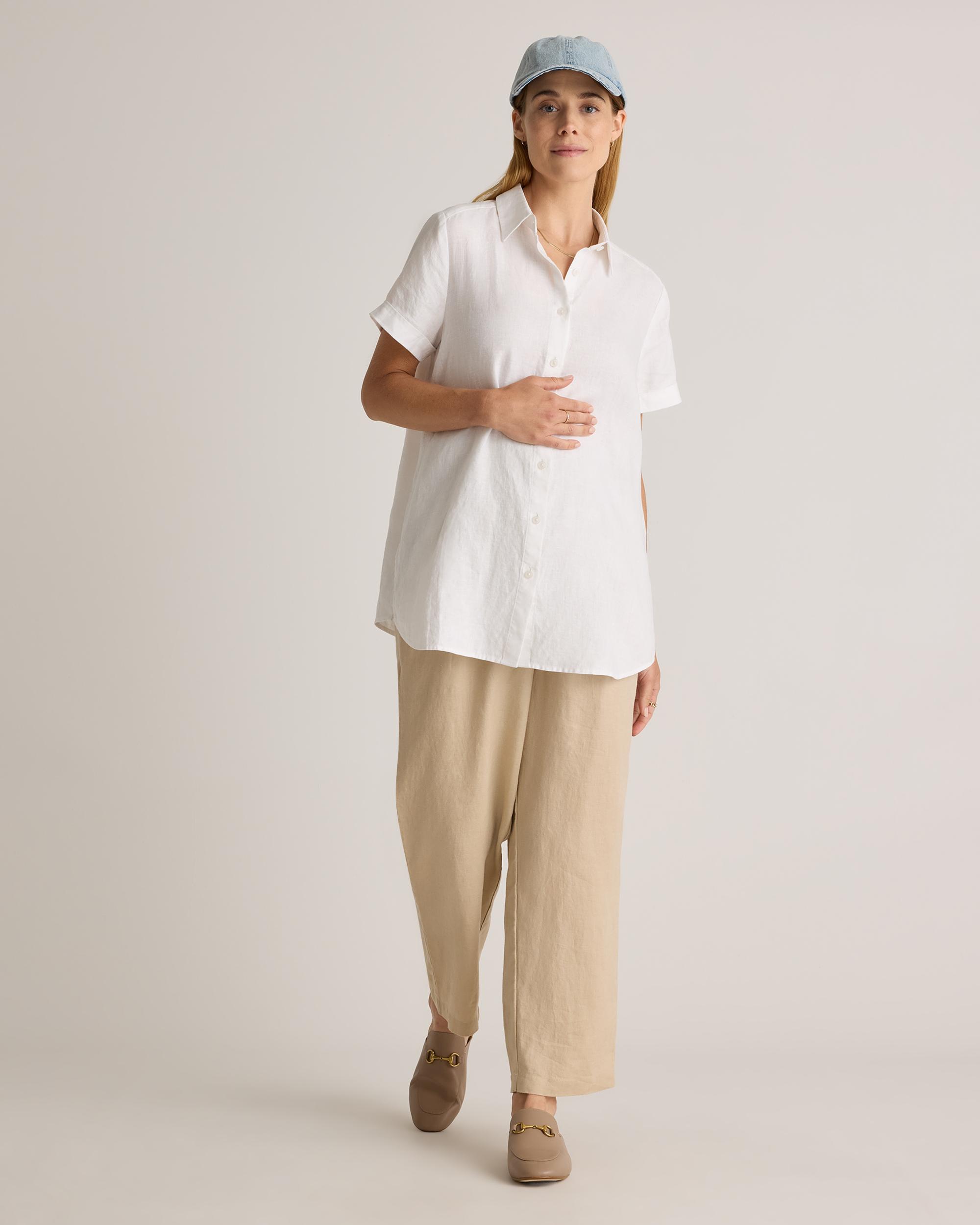 Quince | Women's 100% European Linen Maternity Camp Shirt Size XS Product Image