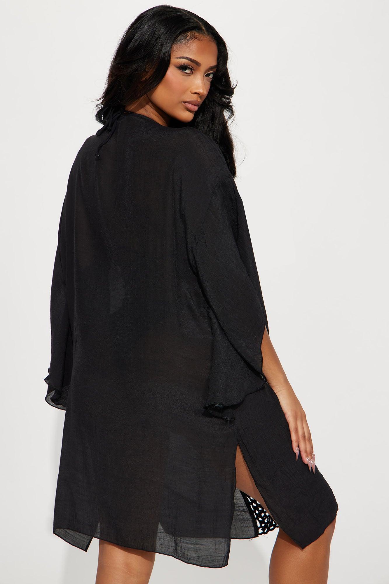 Theresa Crochet Cover Up Dress - Black Product Image