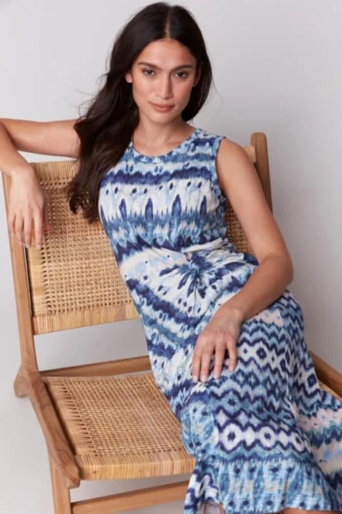 Sleeveless Round Neck Dress with Faux Knot Detail Product Image