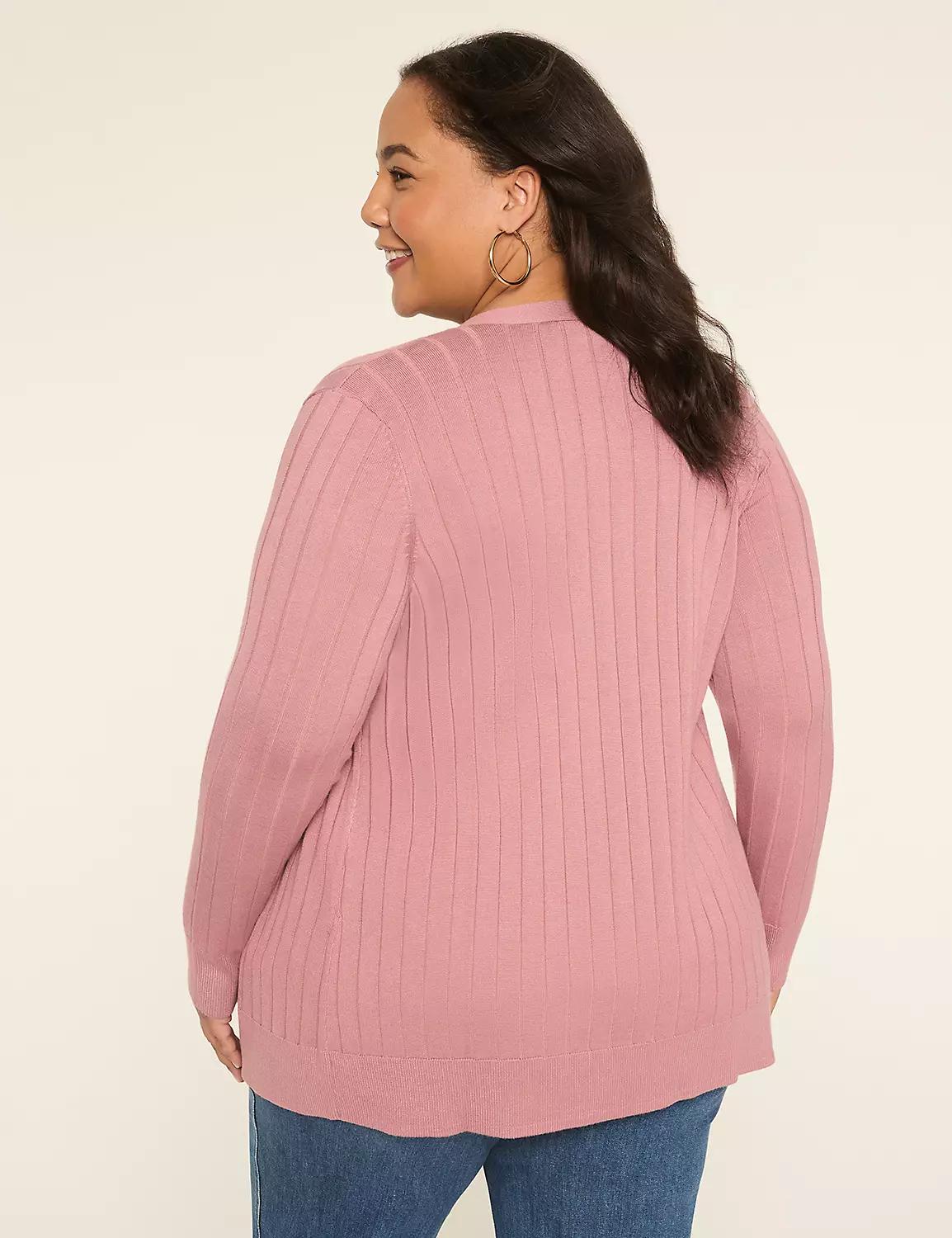Modern Ribbed Long-Sleeve Open-Front Cardigan Product Image