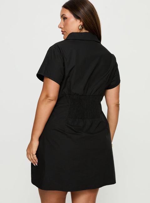 Motley Mini Dress Black Curve Product Image
