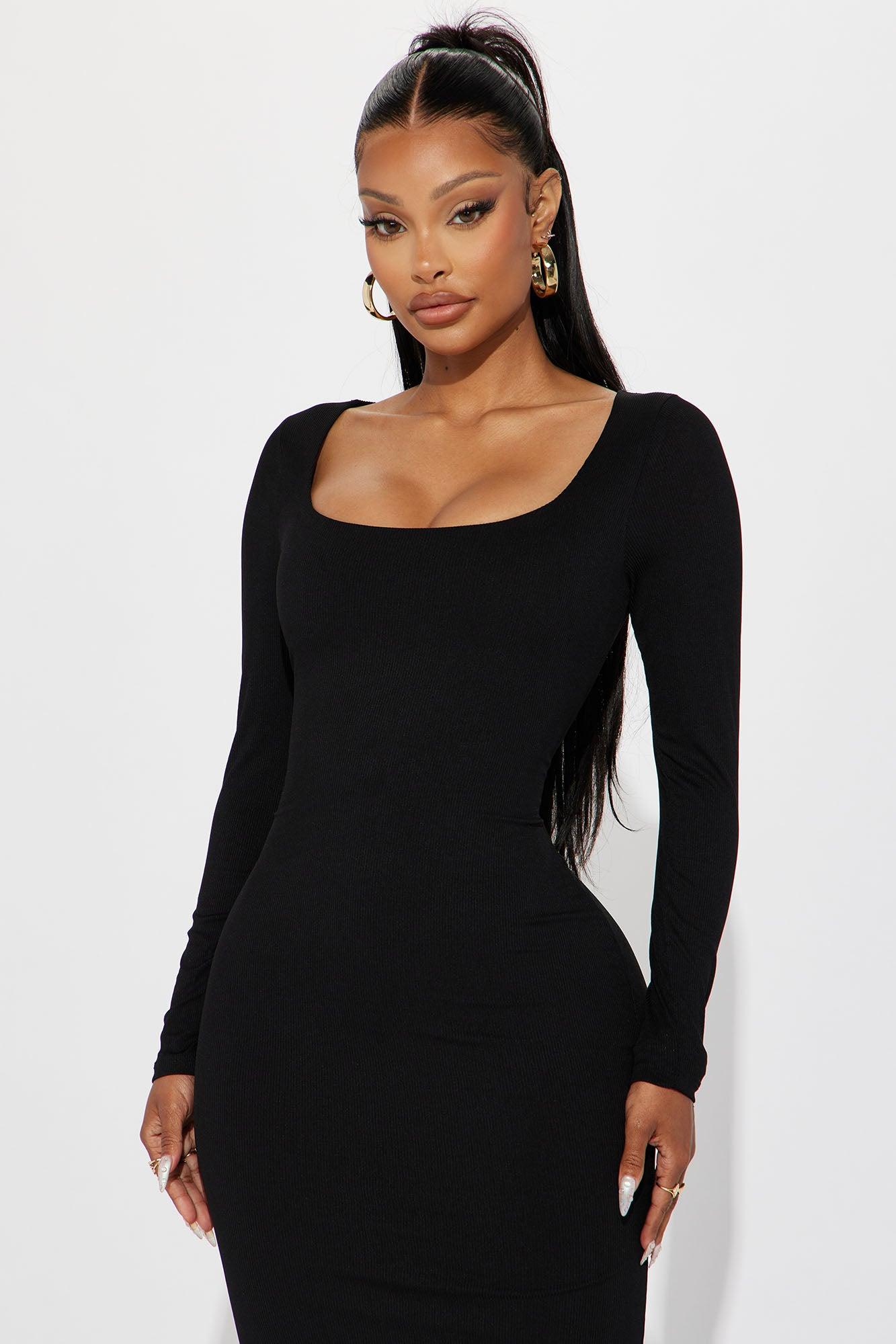 Claire Ribbed Maxi Dress - Black Product Image