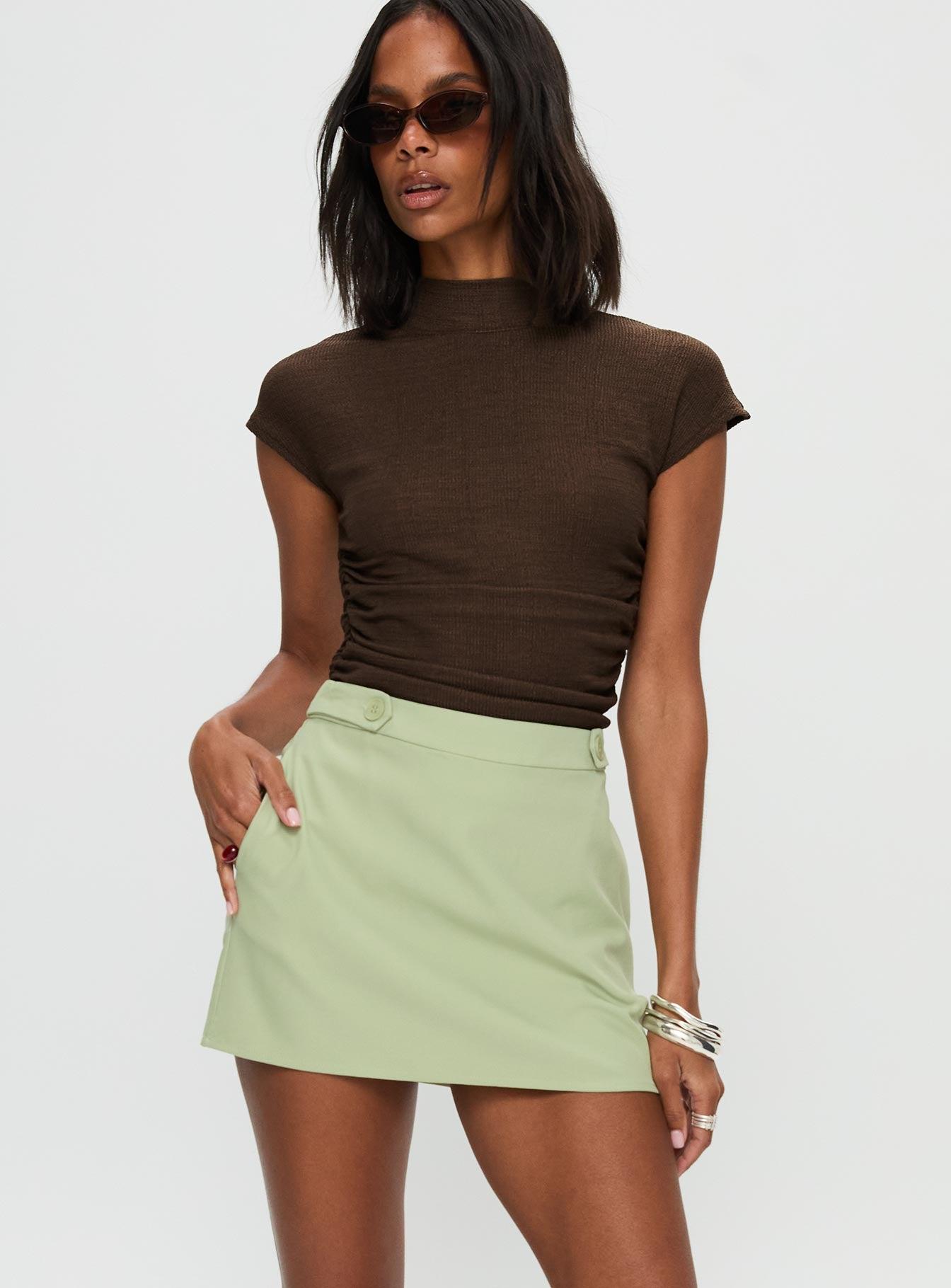 Hosier Twill Mini Skirt Green Product Image