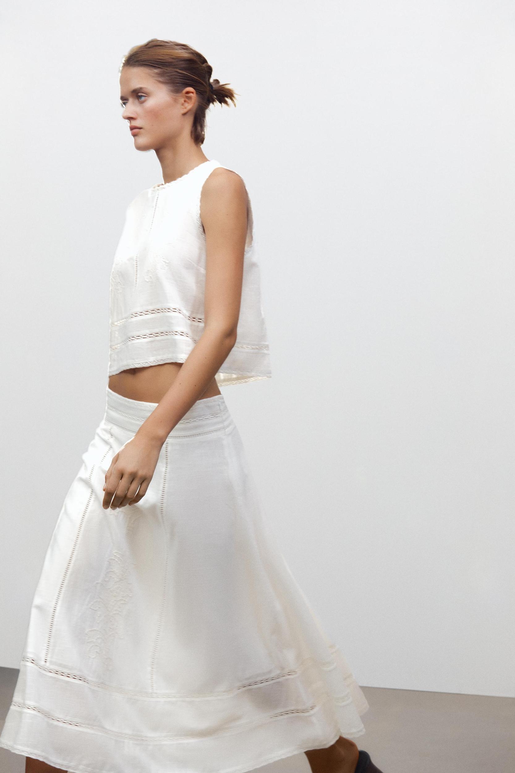 ZW COLLECTION EMBROIDERED MIDI SKIRT Product Image