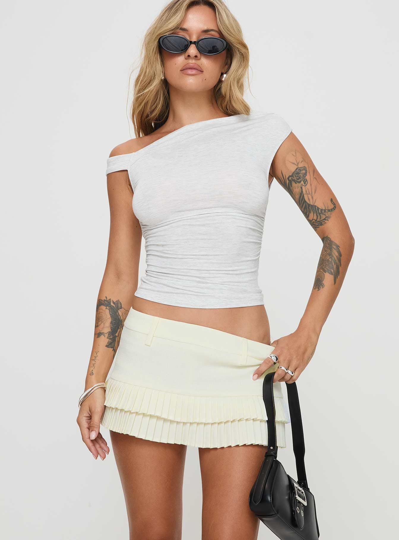 Deei Double Ruffle Mini Skort Soft Lemon Product Image