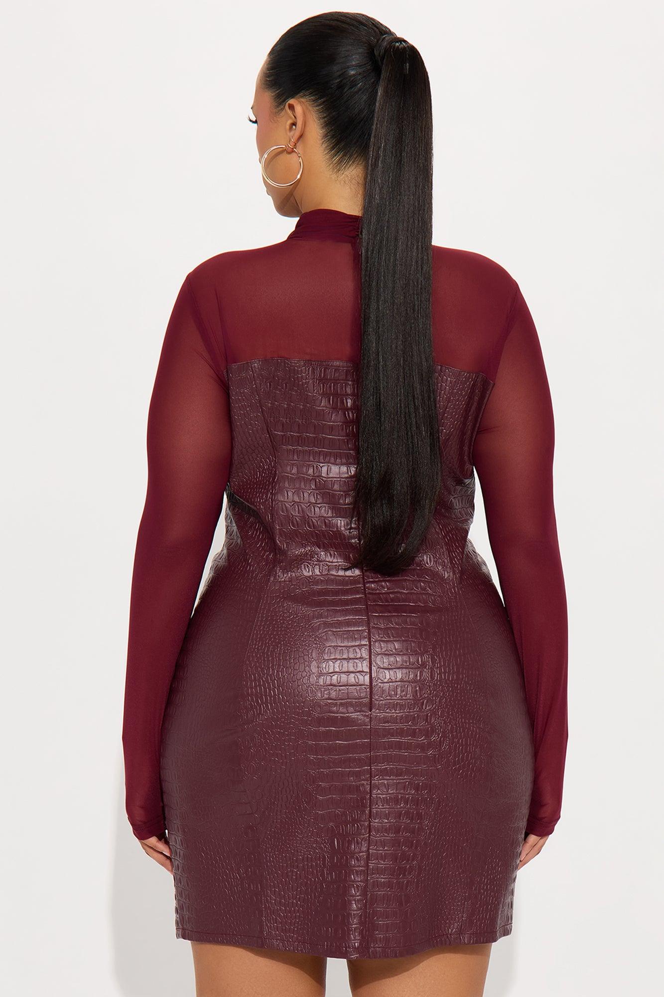 Malia Faux Leather Mini Dress - Burgundy Female Product Image