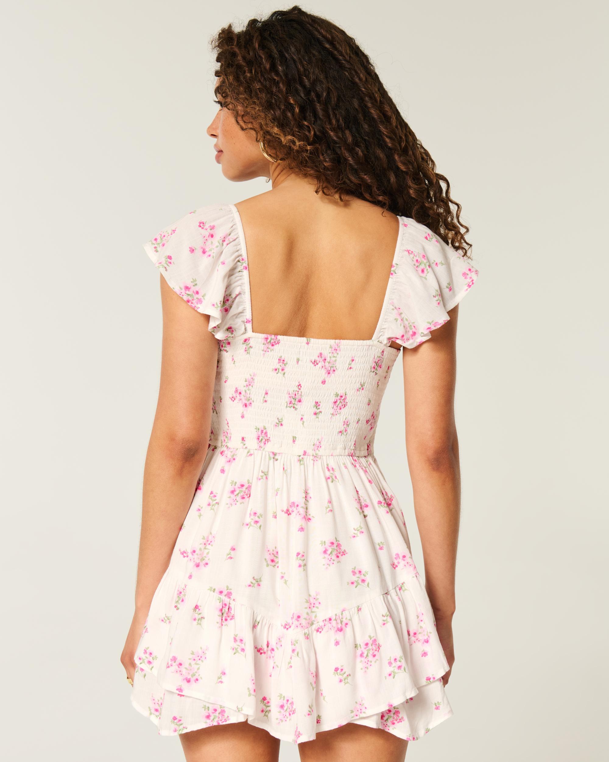 Flutter Sleeve Pinch Bust Mini Skort Dress Product Image