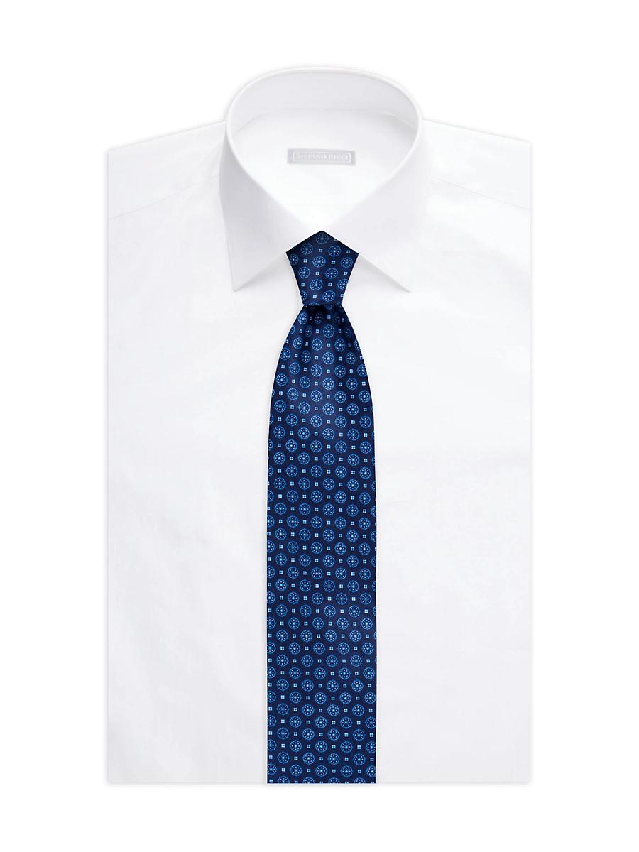 Mens Contrast Geometric Silk Tie Product Image