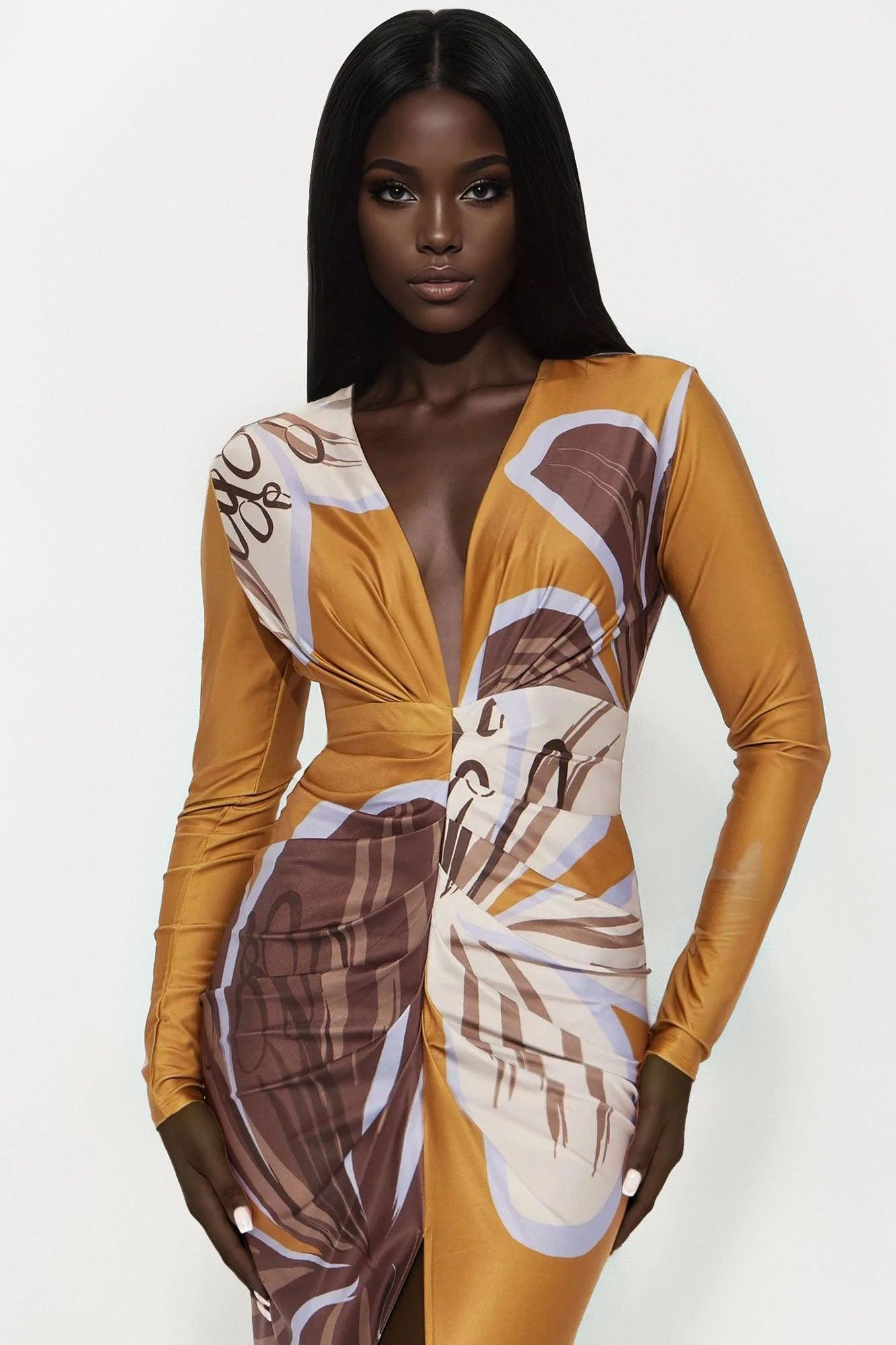 Kamille Maxi Dress - Mustard/combo Female Product Image