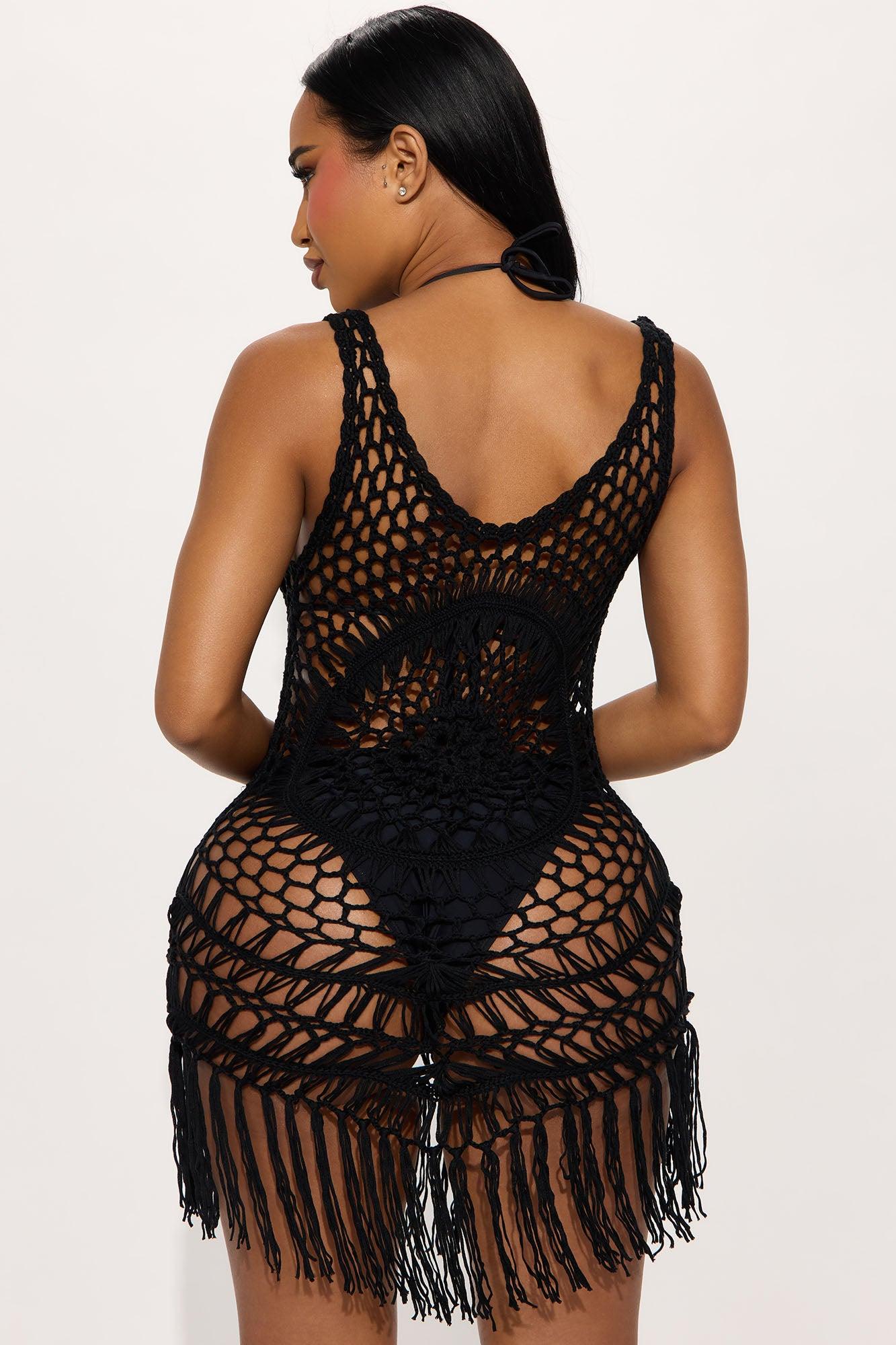 Vibes Tank Crochet Coverup - Black Product Image