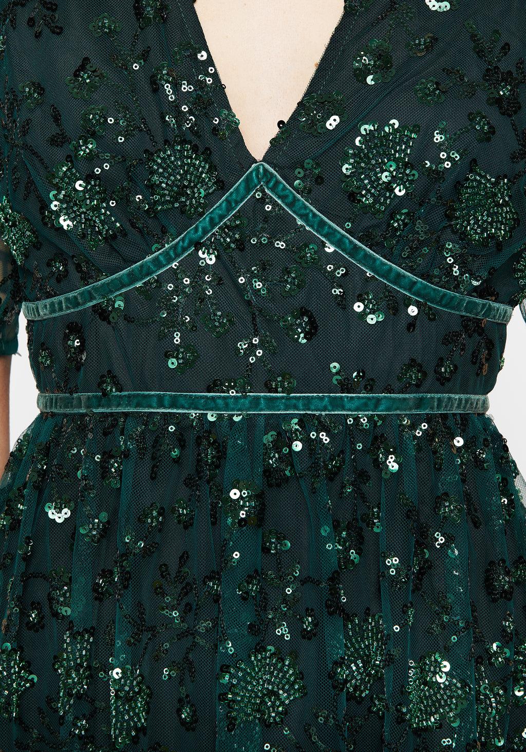 Glimmer Embroidered Sequin Lace Angel Sleeve Midaxi Dress Product Image