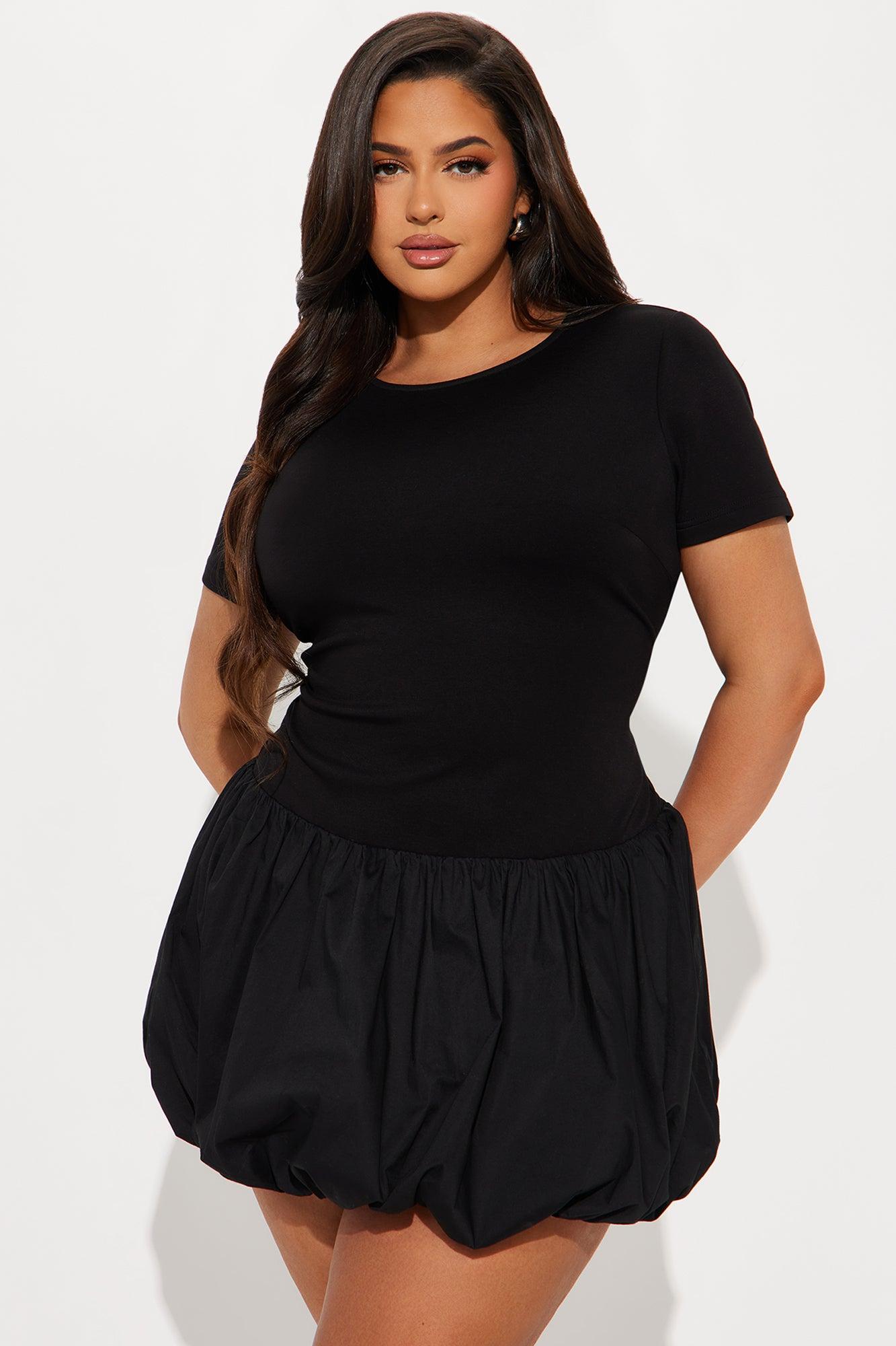 Better Off Bubble Mini Dress - Black Product Image
