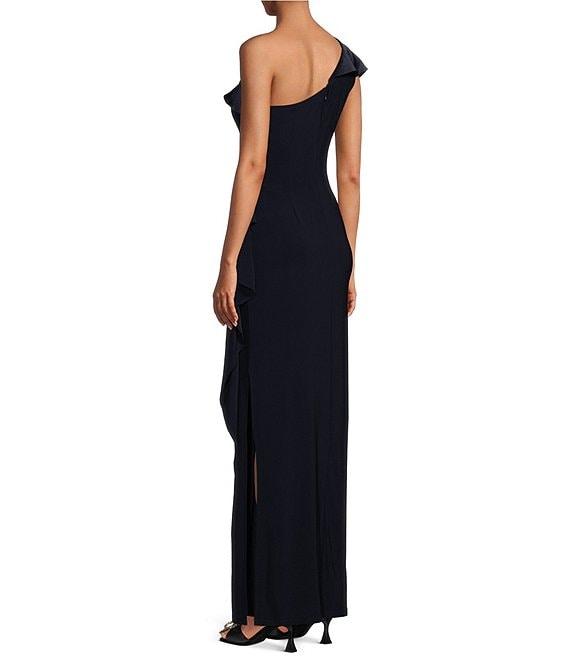 Alex Evenings Overlay One Shoulder Sleeveless Side Slit Dress Product Image