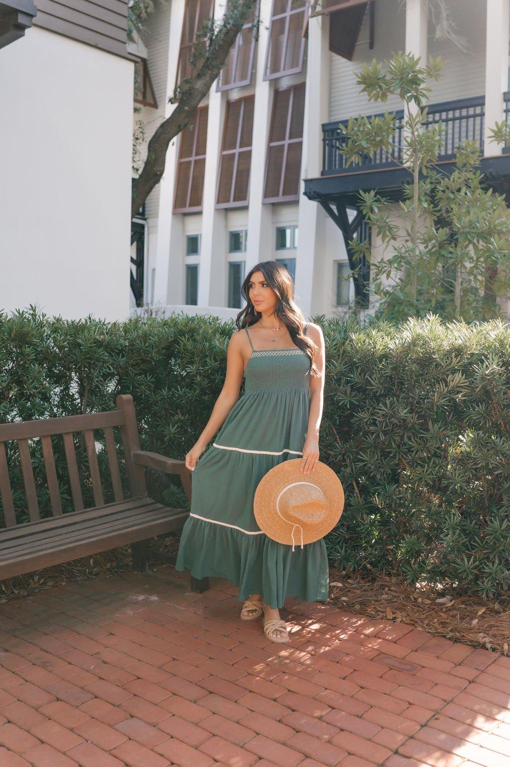 Teal Smocked Cami Maxi Dress Product Image
