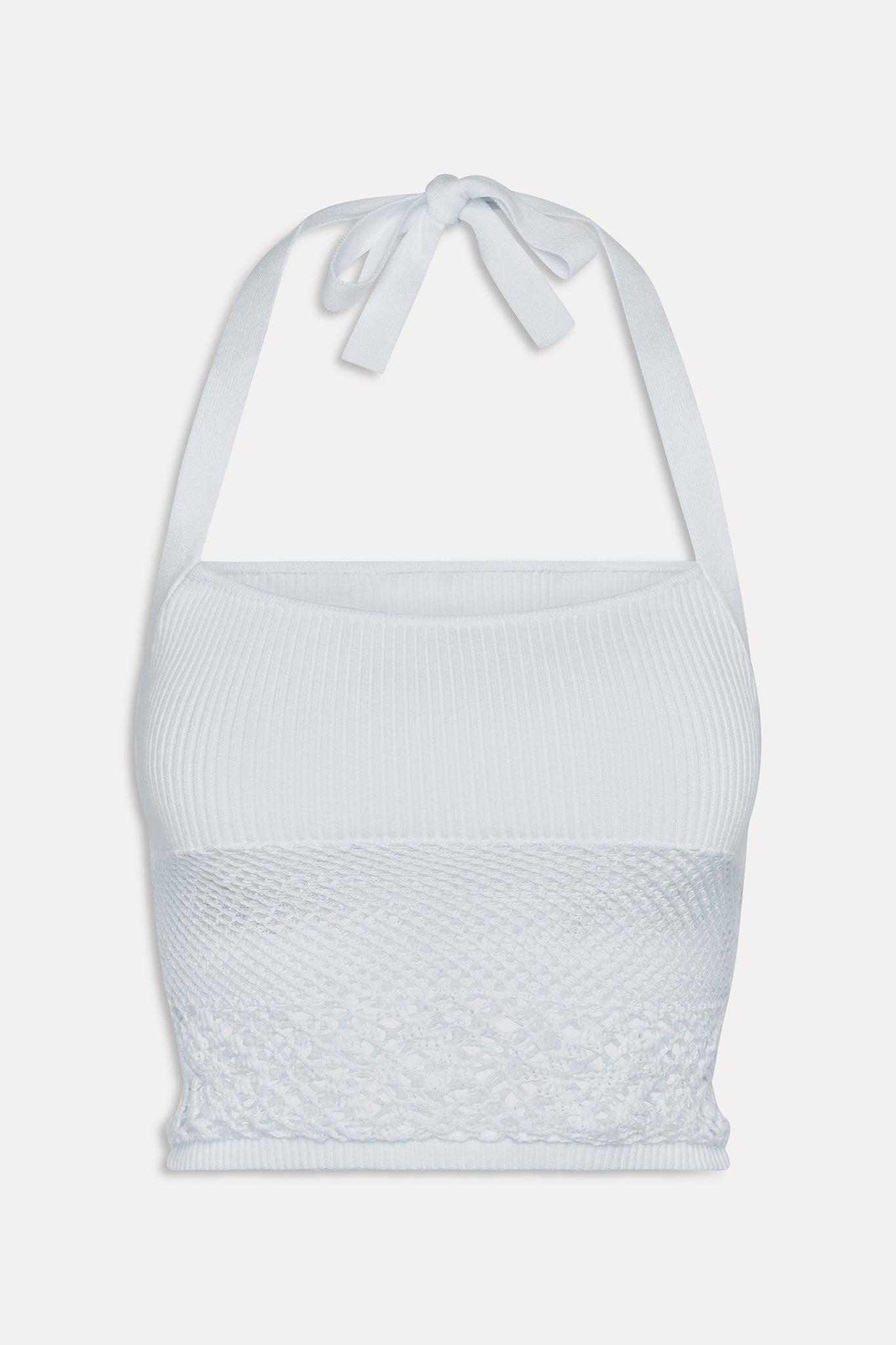 Orchard Crochet Halter Top - White Product Image