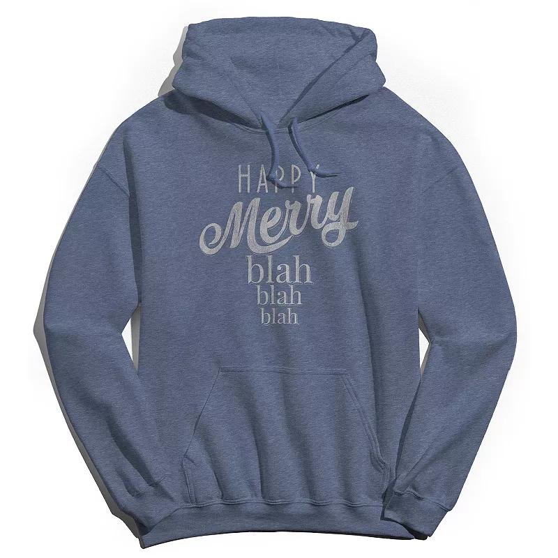 Men's Happy Merry Blah Hoodie, Women's, Size: XL, Navy Grey Product Image
