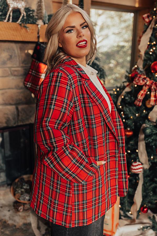 Festival Feels Plaid Blazer Curves Product Image