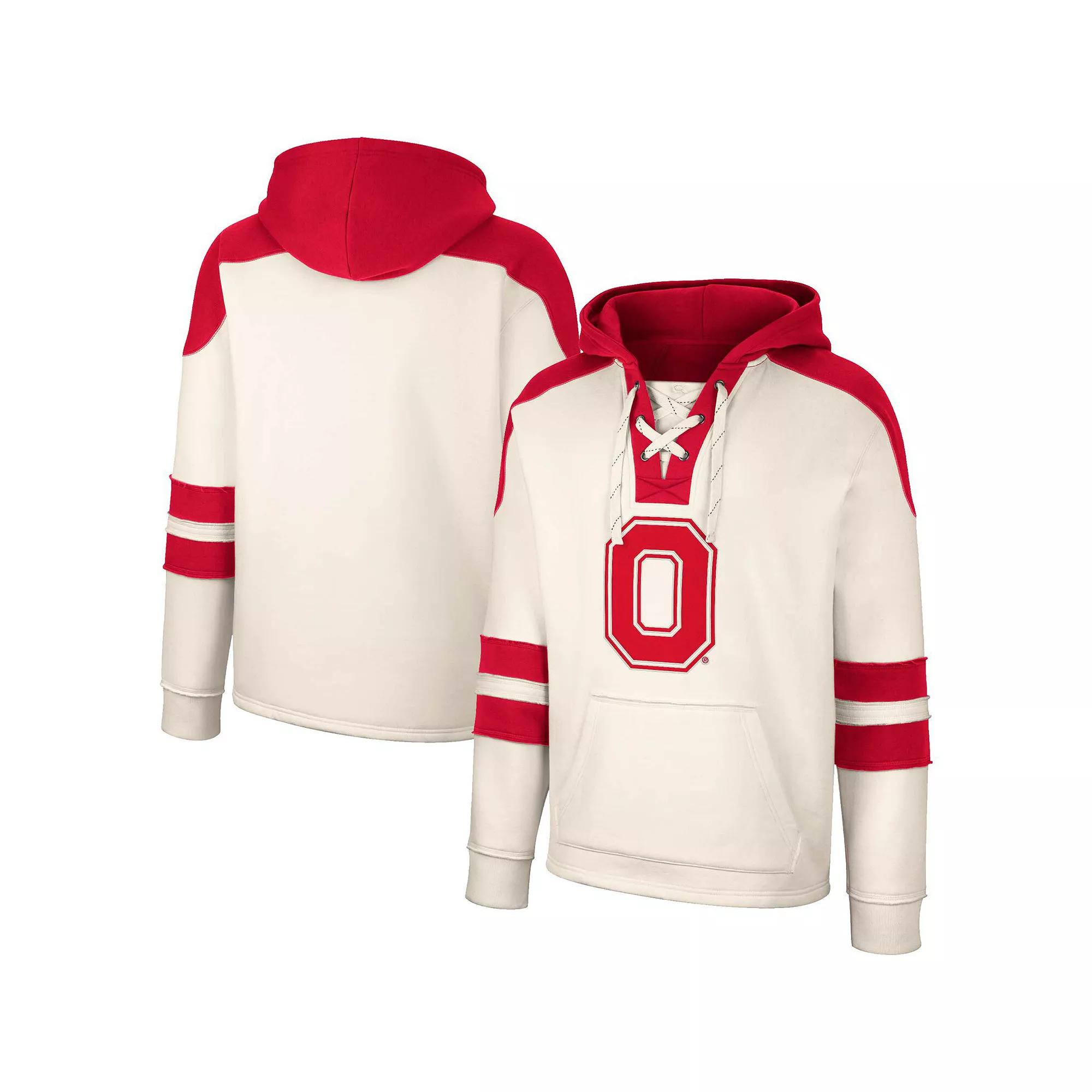 Men's Colosseum Cream Ohio State Buckeyes Lace-Up 4.0 Vintage Pullover Hoodie, Size: Small, Beige Product Image