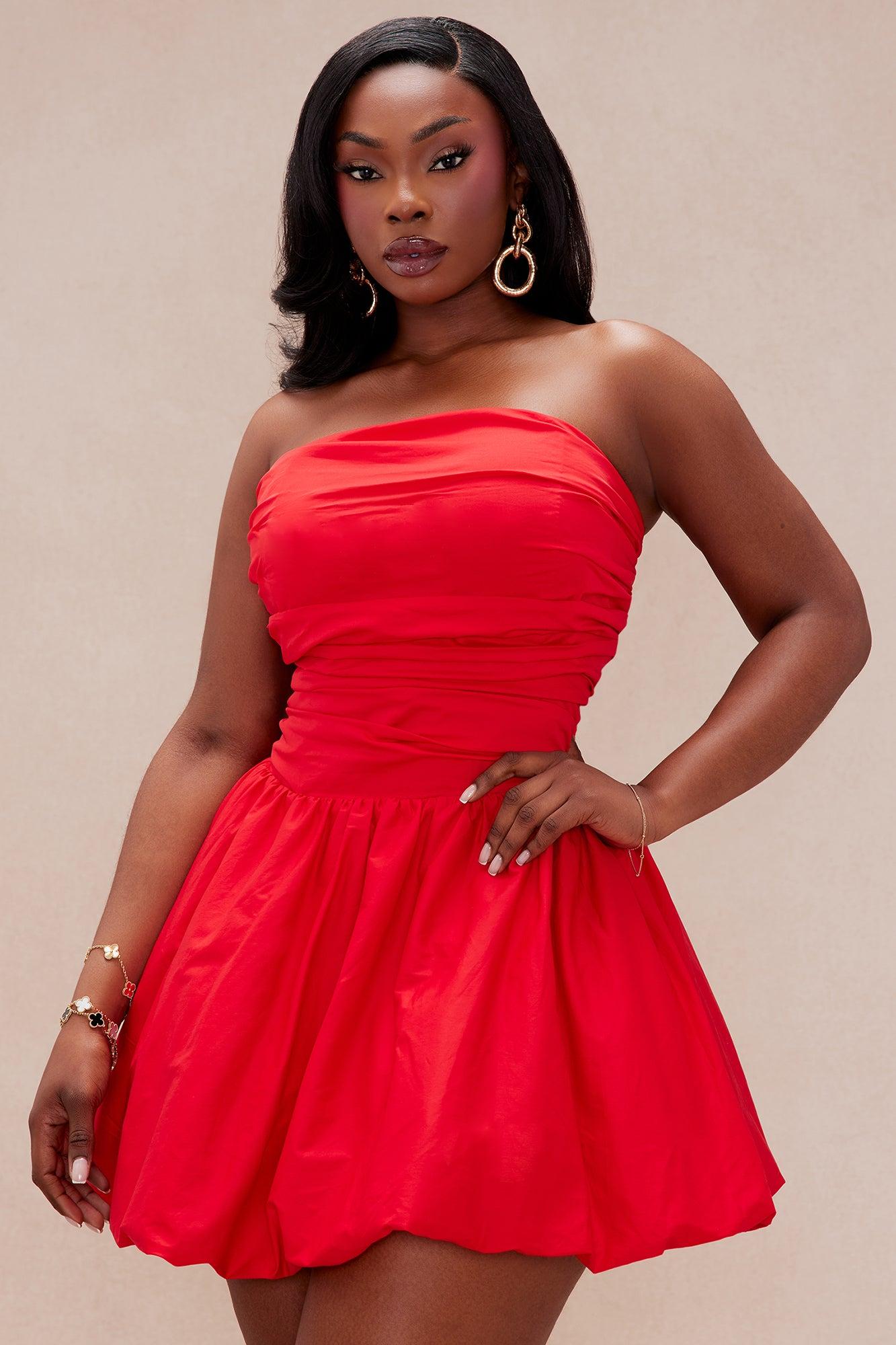 Penny Poplin Mini Dress - Red Product Image