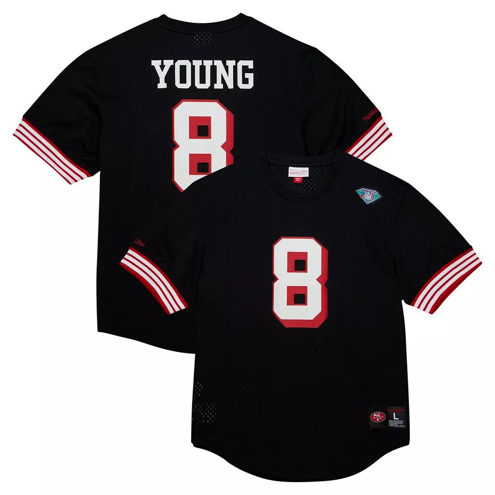 Men's Mitchell & Ness Steve Young Black San Francisco 49ers Retired Player Name & Number Mesh Top,  Product Image