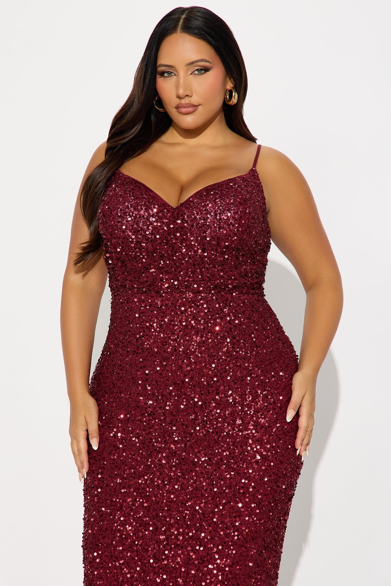 Focus Sequin Maxi Gown Dress - Wine Female Product Image