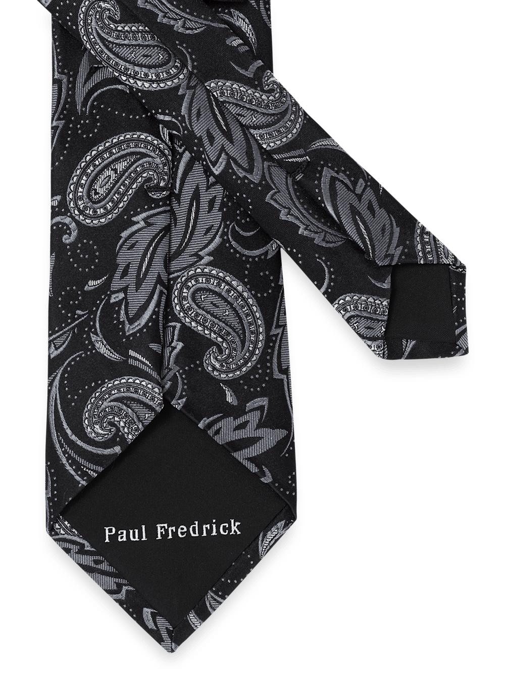 Paisley Woven Silk Tie - Black Product Image