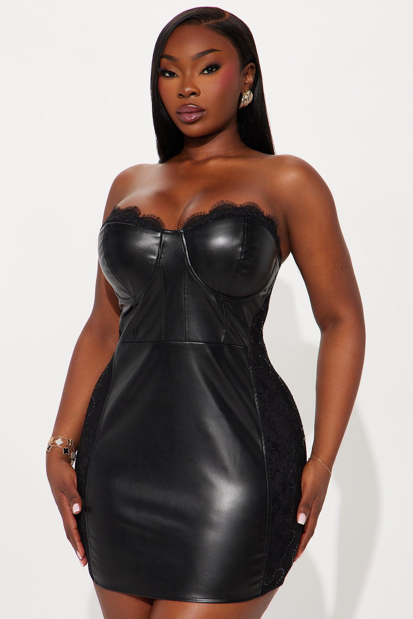Ermani Faux Leather Micro Mini Dress - Black Female Product Image