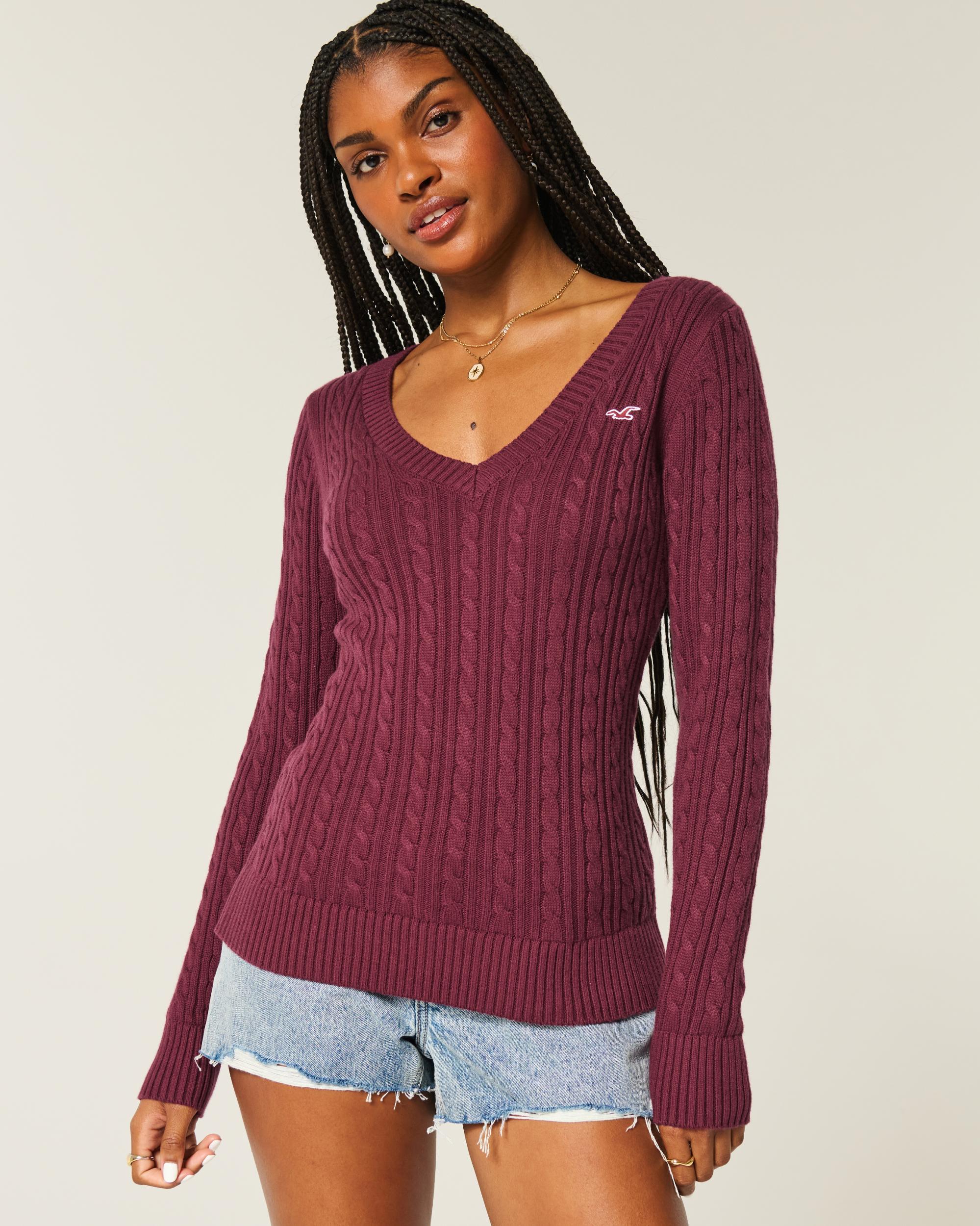 Cable-Knit Icon V-Neck Sweater Product Image