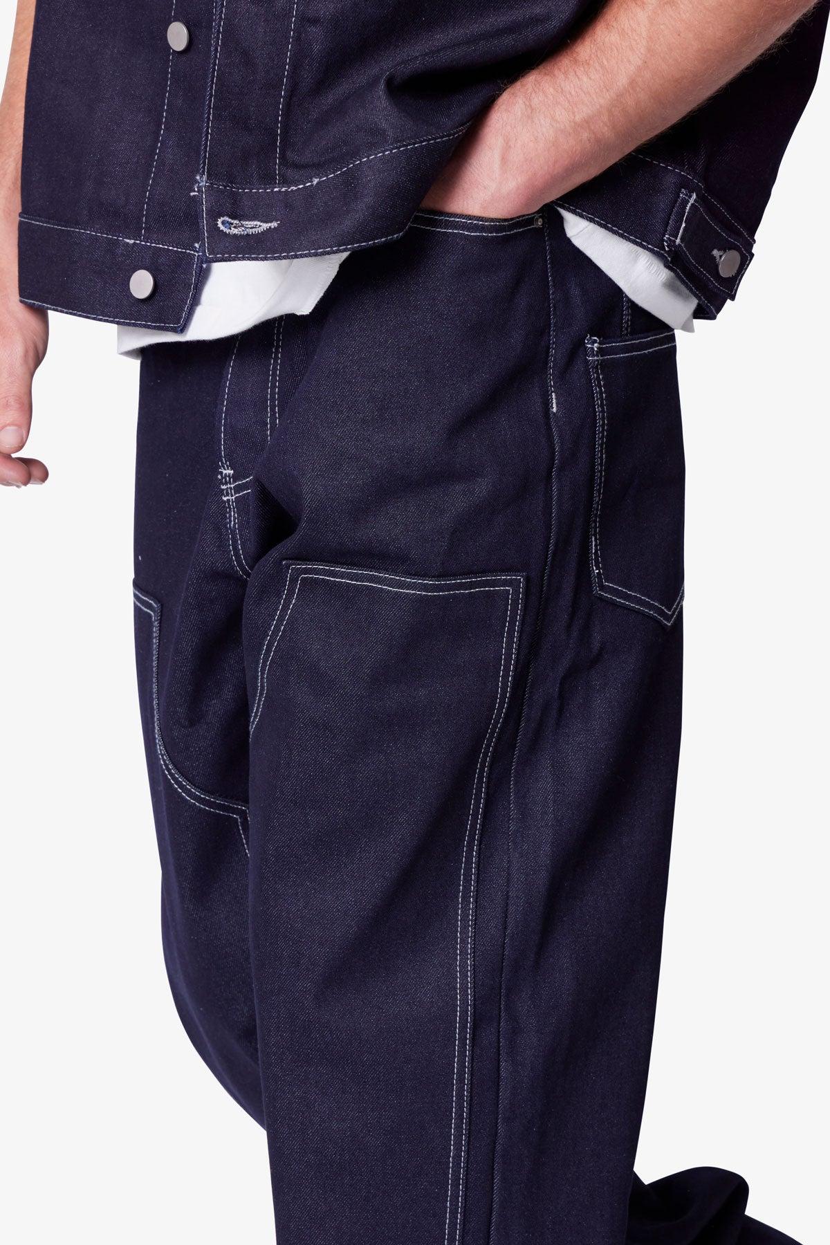 Ultra Baggy Raw Work Denim - Blue Product Image