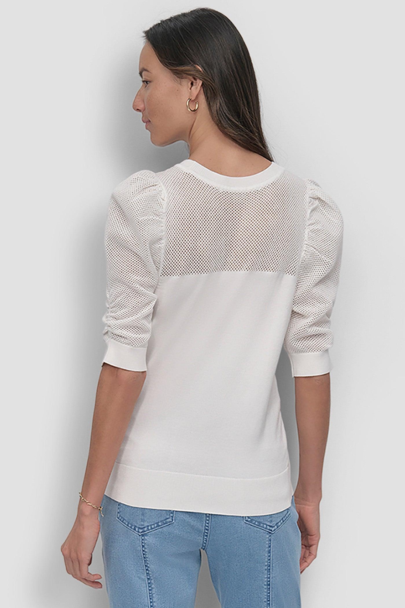 SHORT SLEEVE CREWNECK TWIST SLEEVE SWEATER Product Image