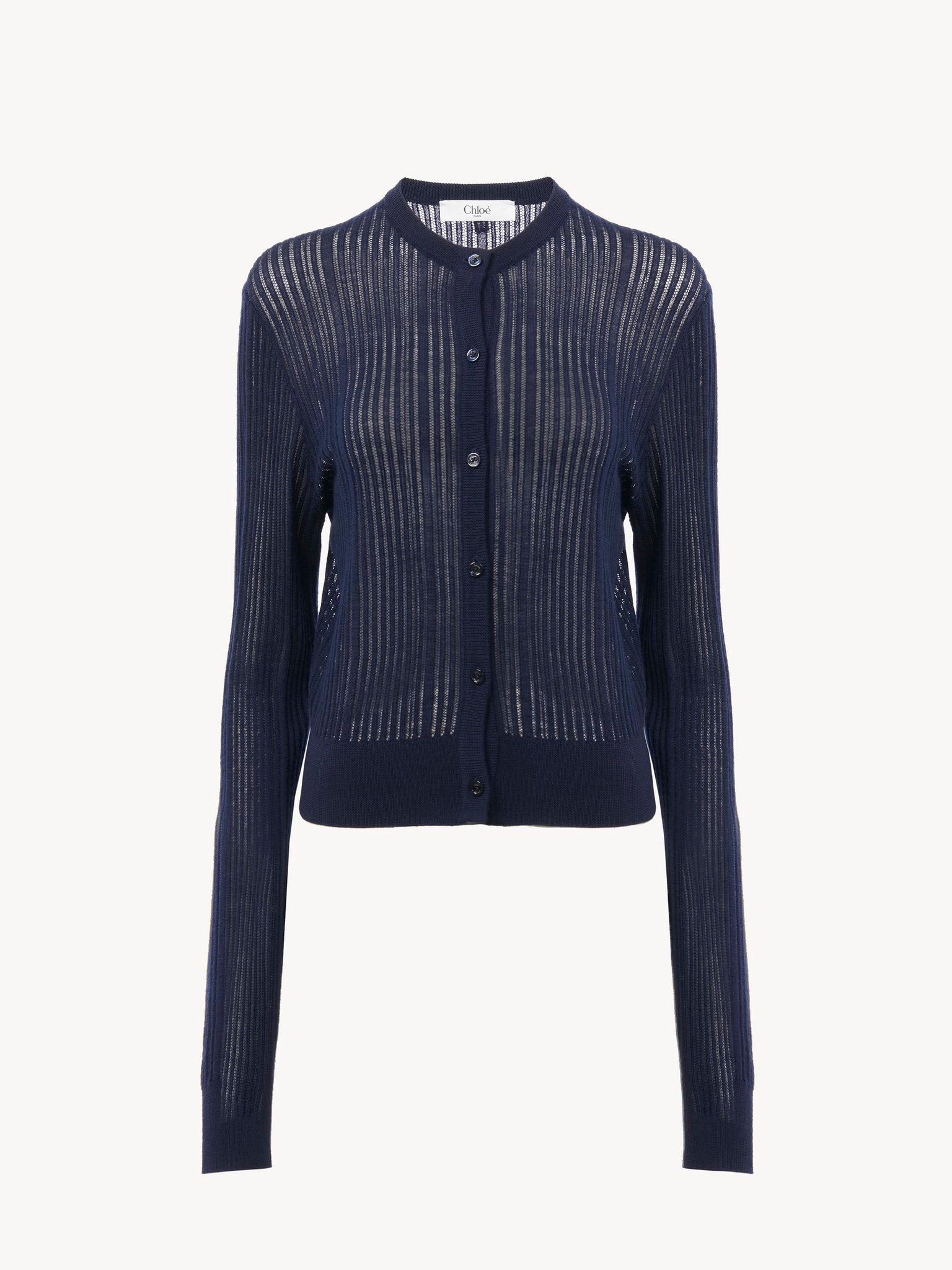 Fitted cardigan in wool knit Product Image