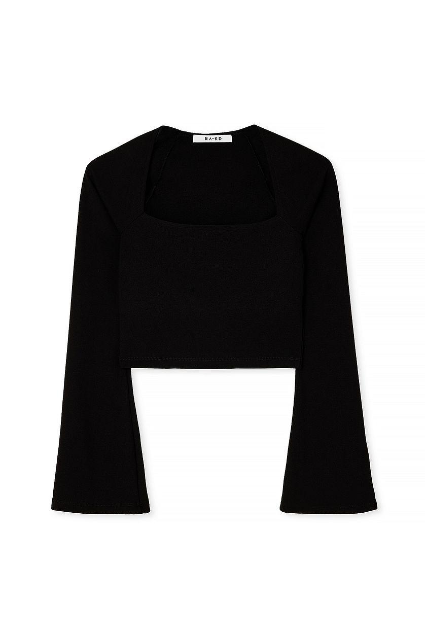 Square Neck Trumpet Sleeve Top Product Image