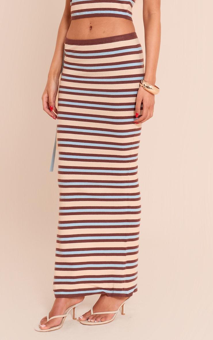 Tall Multi Stripe Knit Maxi Skirt Product Image
