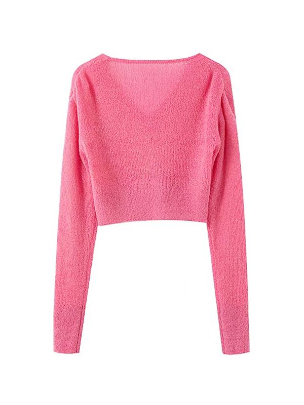 Thin Button Up Cardigan Knit Long Sleeve Tee Product Image